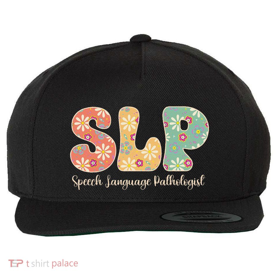 Retro Floral Slp Speech Language Pathologist Speech Therapy Wool Snapback Cap