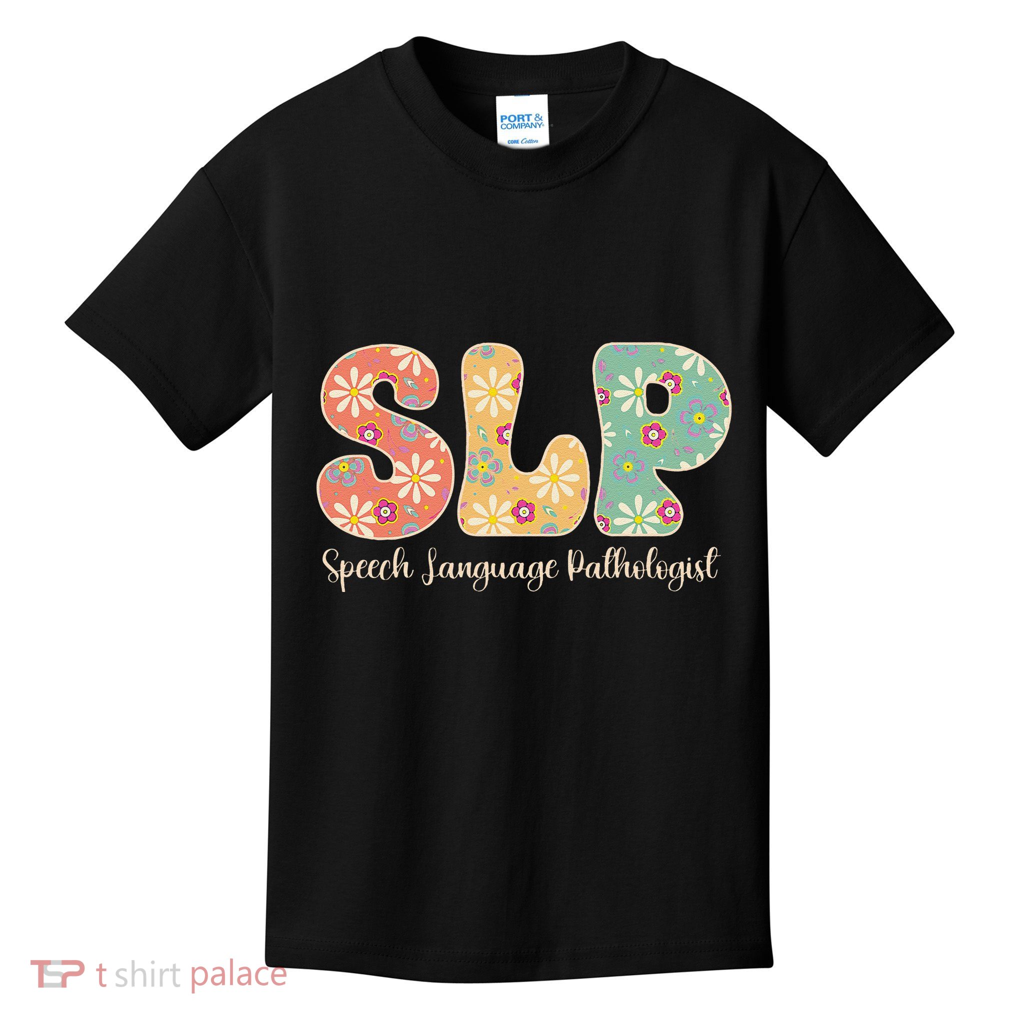 Retro Floral Slp Speech Language Pathologist Speech Therapy Kids T-Shirt