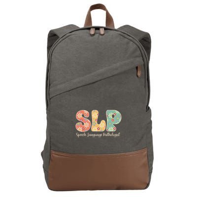 Retro Floral Slp Speech Language Pathologist Speech Therapy Cotton Canvas Backpack