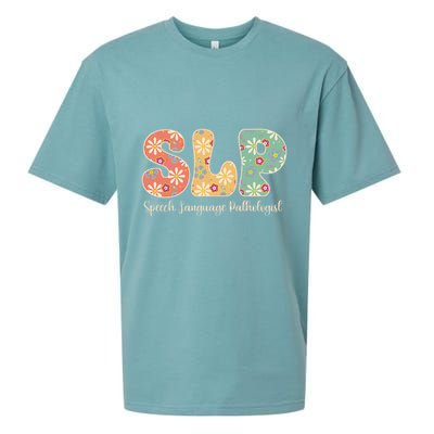 Retro Floral Slp Speech Language Pathologist Speech Therapy Sueded Cloud Jersey T-Shirt