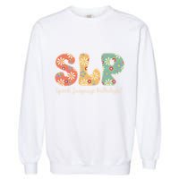 Retro Floral Slp Speech Language Pathologist Speech Therapy Garment-Dyed Sweatshirt