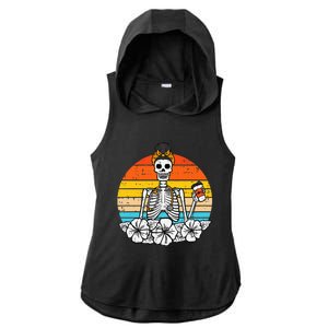 Retro Floral Skeleton Nurse Halloween Scrub Top Fall Ladies PosiCharge Tri-Blend Wicking Draft Hoodie Tank