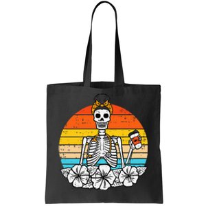 Retro Floral Skeleton Nurse Halloween Scrub Top Fall Tote Bag