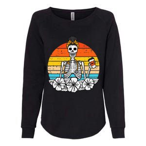 Retro Floral Skeleton Nurse Halloween Scrub Top Fall Womens California Wash Sweatshirt