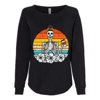 Retro Floral Skeleton Nurse Halloween Scrub Top Fall Womens California Wash Sweatshirt