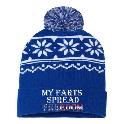 Redneck Farts Spread Freedom Country Joke Usa Flag Humor Gift USA-Made Snowflake Beanie