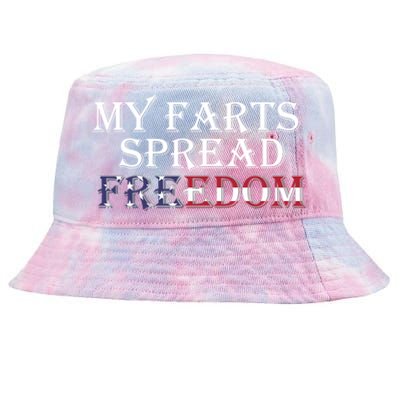 Redneck Farts Spread Freedom Country Joke Usa Flag Humor Gift Tie-Dyed Bucket Hat