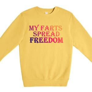 Redneck Farts Spread Freedom Country Joke Usa Flag Humour Gift Premium Crewneck Sweatshirt