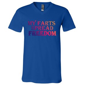 Redneck Farts Spread Freedom Country Joke Usa Flag Humour Gift V-Neck T-Shirt