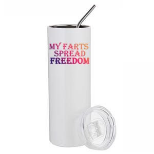 Redneck Farts Spread Freedom Country Joke Usa Flag Humour Gift Stainless Steel Tumbler