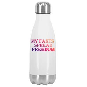 Redneck Farts Spread Freedom Country Joke Usa Flag Humour Gift Stainless Steel Insulated Water Bottle