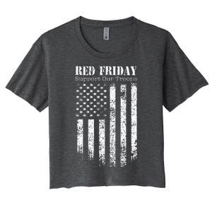 Red Friday Support Our Troops Military Memorial Day Women's Crop Top Tee