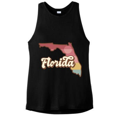 Retro Florida Sunset Ladies PosiCharge Tri-Blend Wicking Tank