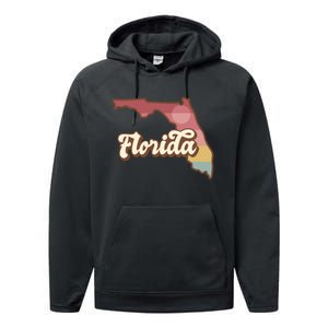 Retro Florida Sunset Performance Fleece Hoodie