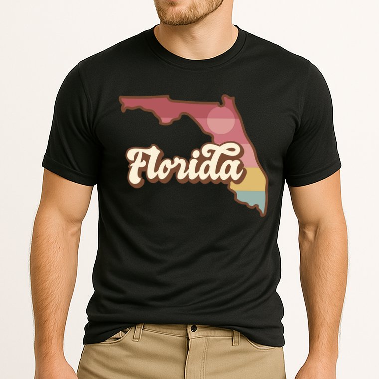 Retro Florida Sunset Cooling Performance Crew T-Shirt