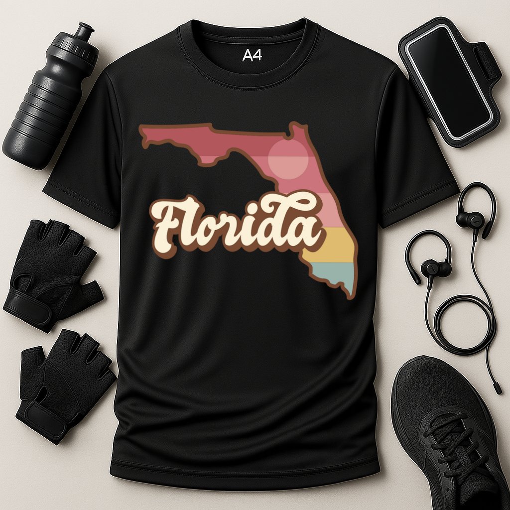 Retro Florida Sunset Cooling Performance Crew T-Shirt