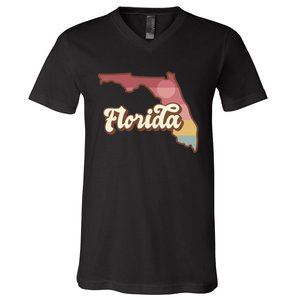 Retro Florida Sunset V-Neck T-Shirt