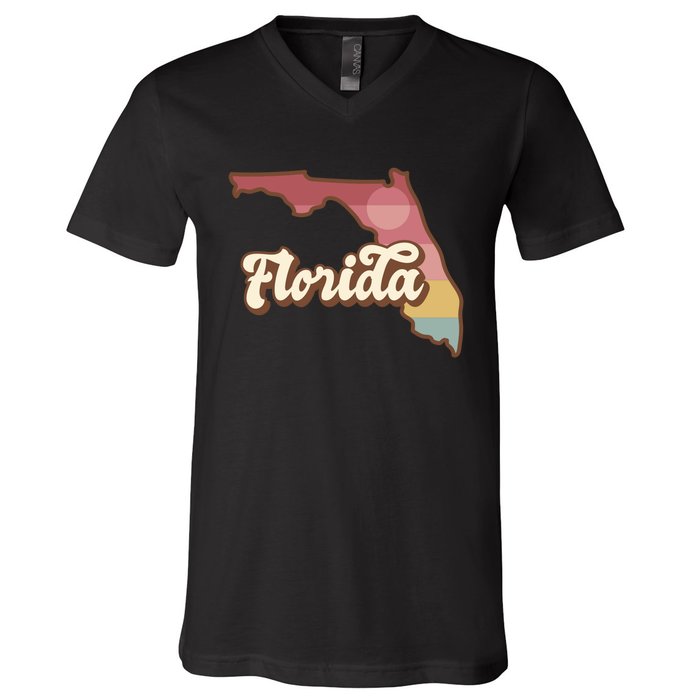 Retro Florida Sunset V-Neck T-Shirt