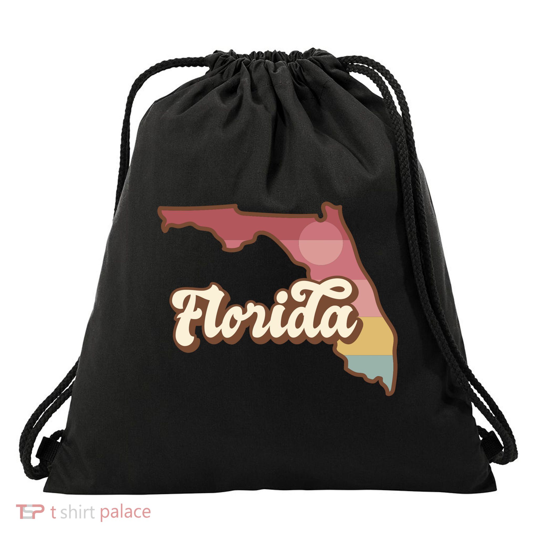 Retro Florida Sunset Drawstring Bag