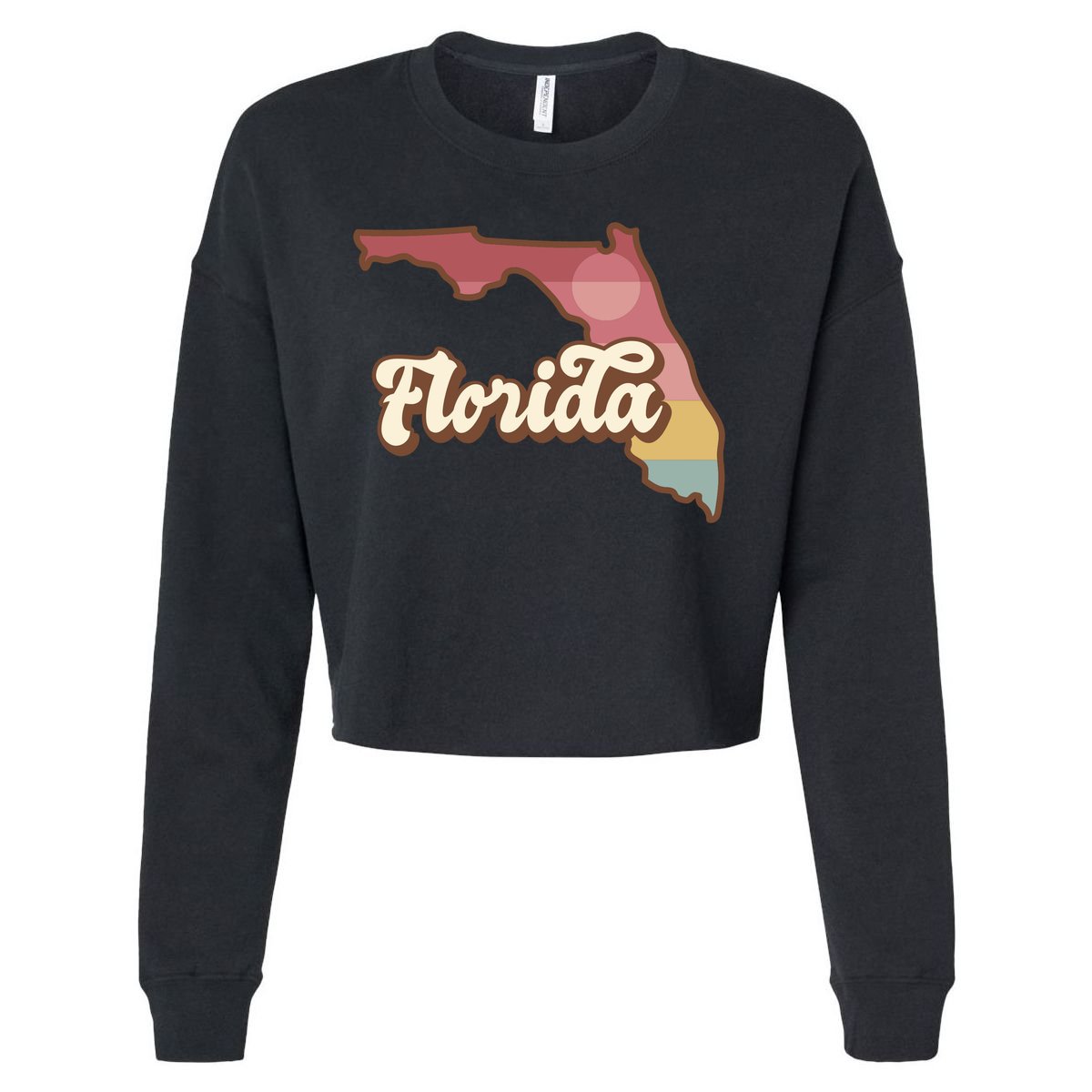 Retro Florida Sunset Cropped Pullover Crew
