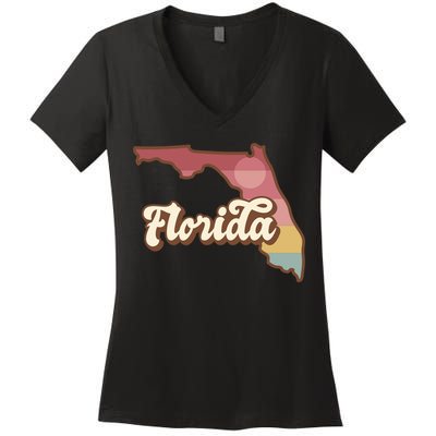Retro Florida Sunset Women's V-Neck T-Shirt