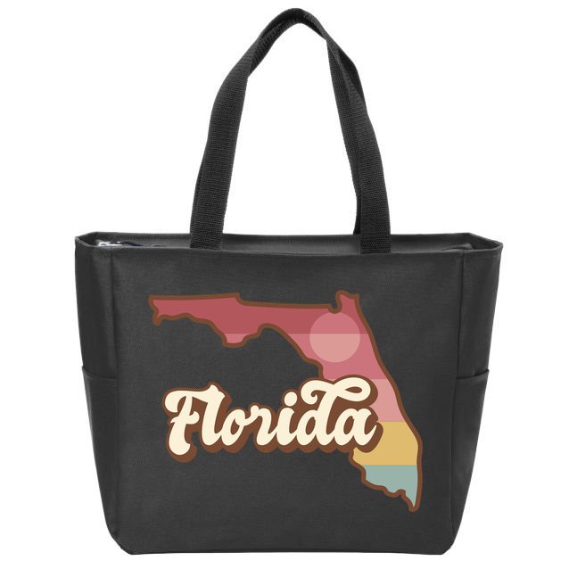 Retro Florida Sunset Zip Tote Bag