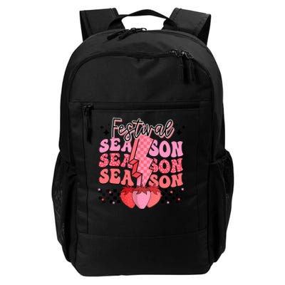 Retro Festival Season Strawberry Checkered Lightning Summer Daily Commute Backpack