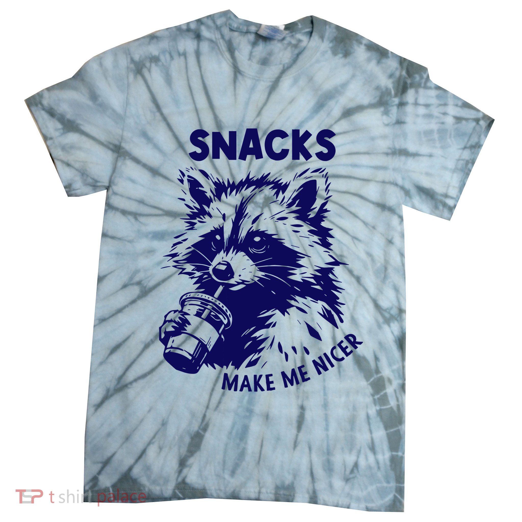 Raccoon Funny Snacks Make Me Nicer Animal Tie-Dye T-Shirt