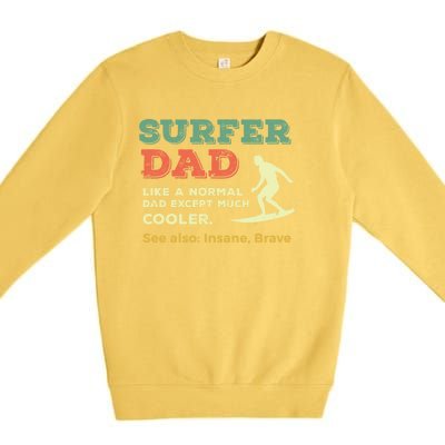 Retro Father Surfing Vintage Surfer Dad Beach 1970s Surf Gift Premium Crewneck Sweatshirt