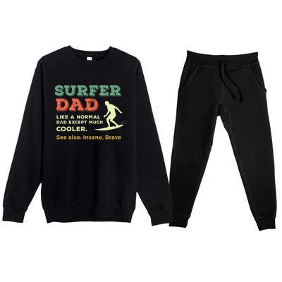 Retro Father Surfing Vintage Surfer Dad Beach 1970s Surf Gift Premium Crewneck Sweatsuit Set