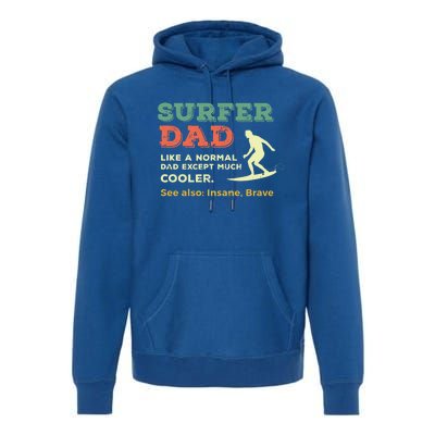 Retro Father Surfing Vintage Surfer Dad Beach 1970s Surf Gift Premium Hoodie