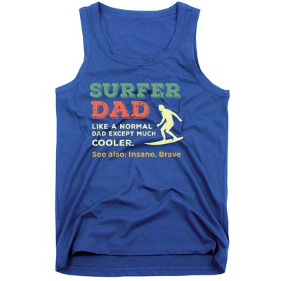 Retro Father Surfing Vintage Surfer Dad Beach 1970s Surf Gift Tank Top