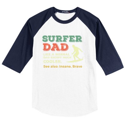 Retro Father Surfing Vintage Surfer Dad Beach 1970s Surf Gift Baseball Sleeve Shirt