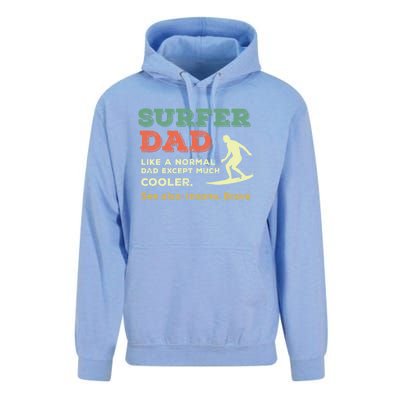 Retro Father Surfing Vintage Surfer Dad Beach 1970s Surf Gift Unisex Surf Hoodie