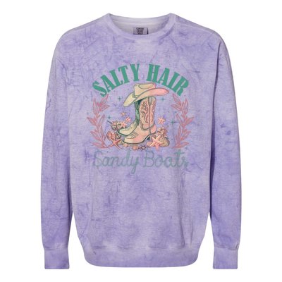 Retro Funny Salty Hair Sandy Boots Cowgirl Western Summer Colorblast Crewneck Sweatshirt