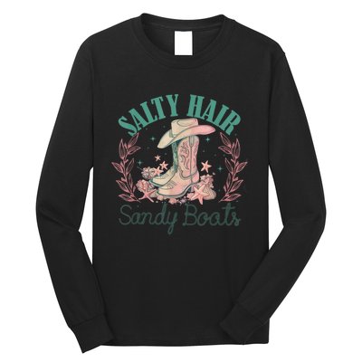 Retro Funny Salty Hair Sandy Boots Cowgirl Western Summer Long Sleeve Shirt