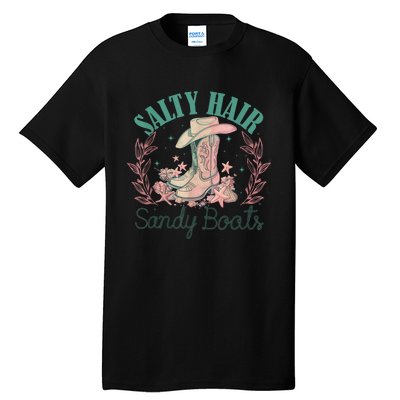 Retro Funny Salty Hair Sandy Boots Cowgirl Western Summer Tall T-Shirt