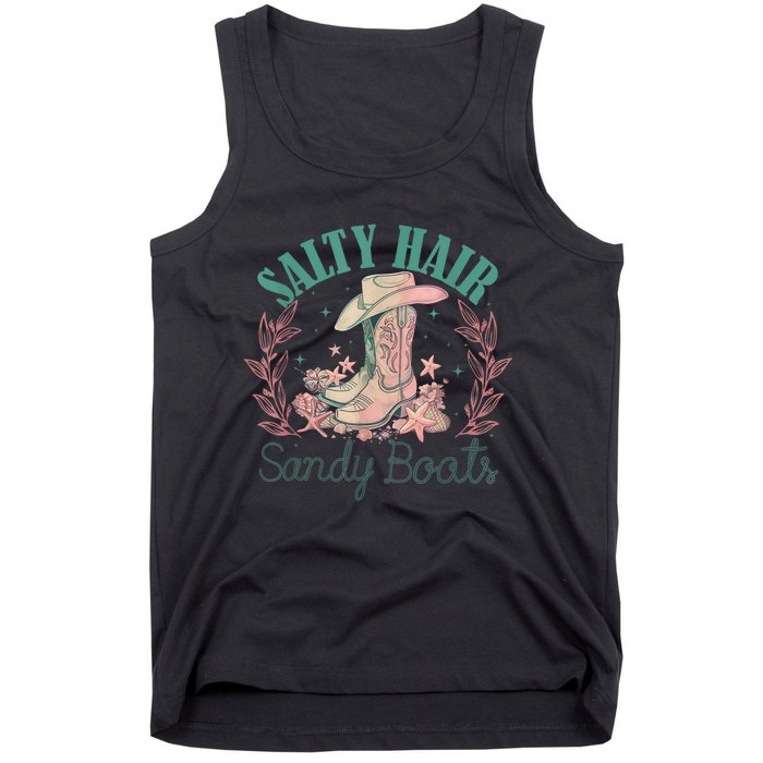 Retro Funny Salty Hair Sandy Boots Cowgirl Western Summer Tank Top