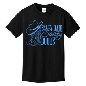 Retro Funny Salty Hair Sandy Boots Cowgirl Western Summer Kids T-Shirt