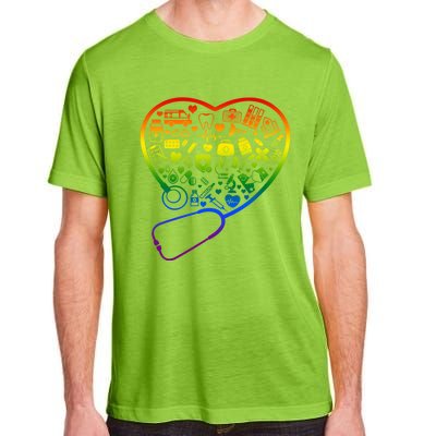 Rainbow Flag Stethoscope Heart Nurse Doctor Lgbt Ally Pride Gift Adult ChromaSoft Performance T-Shirt