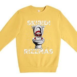 Rizzmas Funny Toilet Santa White Elephant Christmas Premium Crewneck Sweatshirt