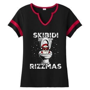 Rizzmas Funny Toilet Santa White Elephant Christmas Ladies Halftime Notch Neck Tee