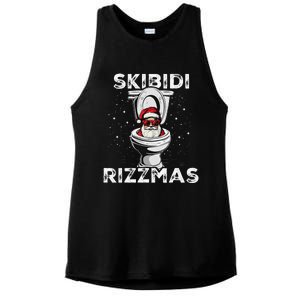 Rizzmas Funny Toilet Santa White Elephant Christmas Ladies PosiCharge Tri-Blend Wicking Tank