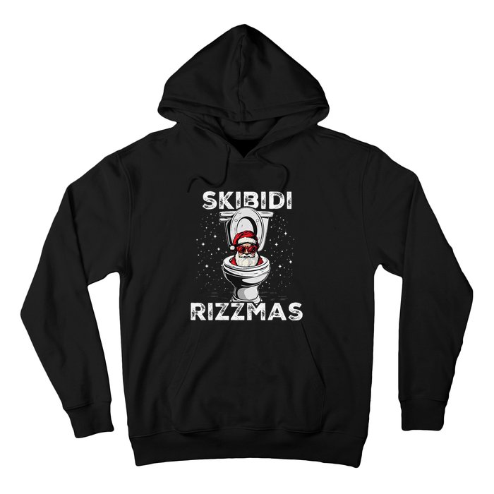 Rizzmas Funny Toilet Santa White Elephant Christmas Hoodie