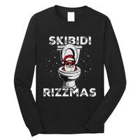 Rizzmas Funny Toilet Santa White Elephant Christmas Long Sleeve Shirt