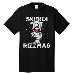 Rizzmas Funny Toilet Santa White Elephant Christmas Tall T-Shirt