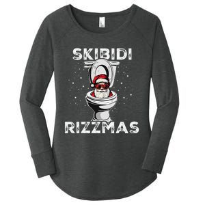 Rizzmas Funny Toilet Santa White Elephant Christmas Women's Perfect Tri Tunic Long Sleeve Shirt