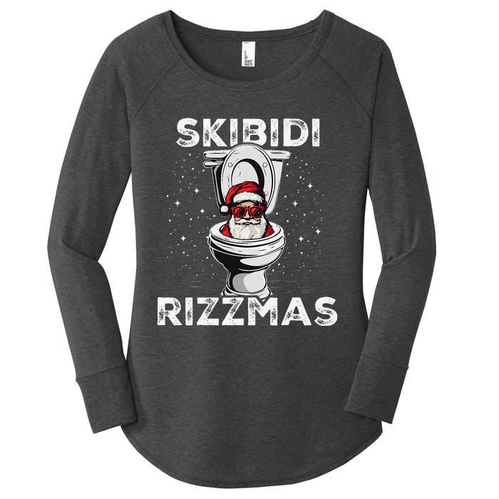 Rizzmas Funny Toilet Santa White Elephant Christmas Women's Perfect Tri Tunic Long Sleeve Shirt