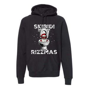 Rizzmas Funny Toilet Santa White Elephant Christmas Premium Hoodie