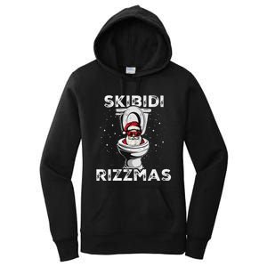 Rizzmas Funny Toilet Santa White Elephant Christmas Women's Pullover Hoodie